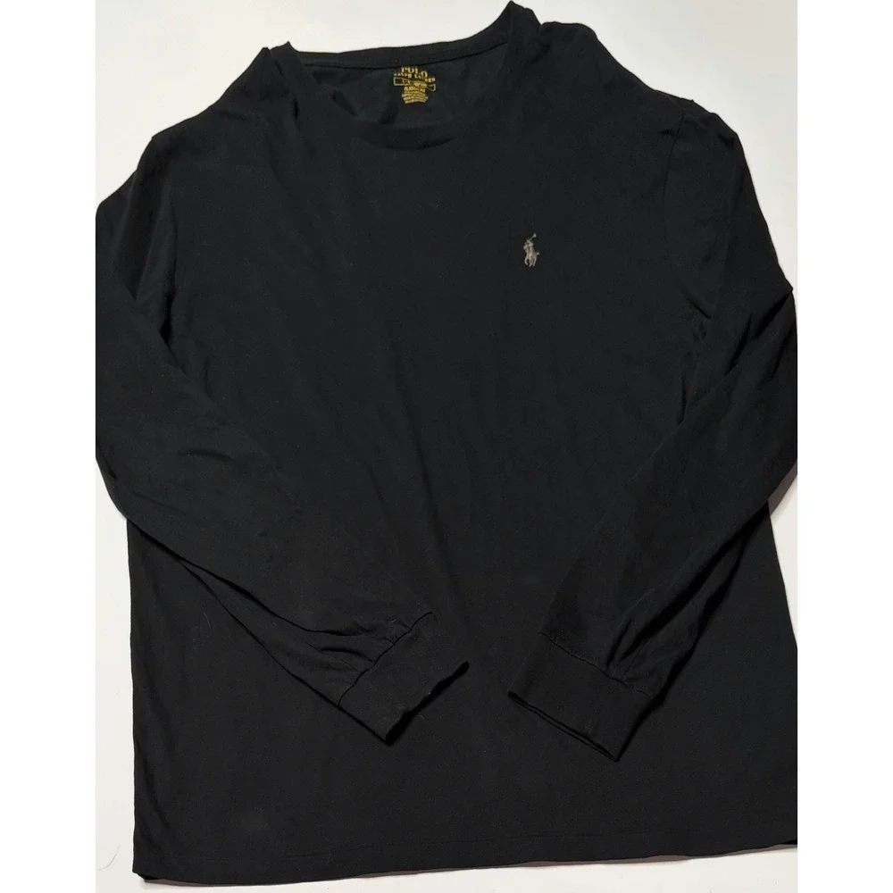Polo Ralph Lauren Mens Classic Fit Long Sleeve T-Shirt Black Embroidered Pony L
